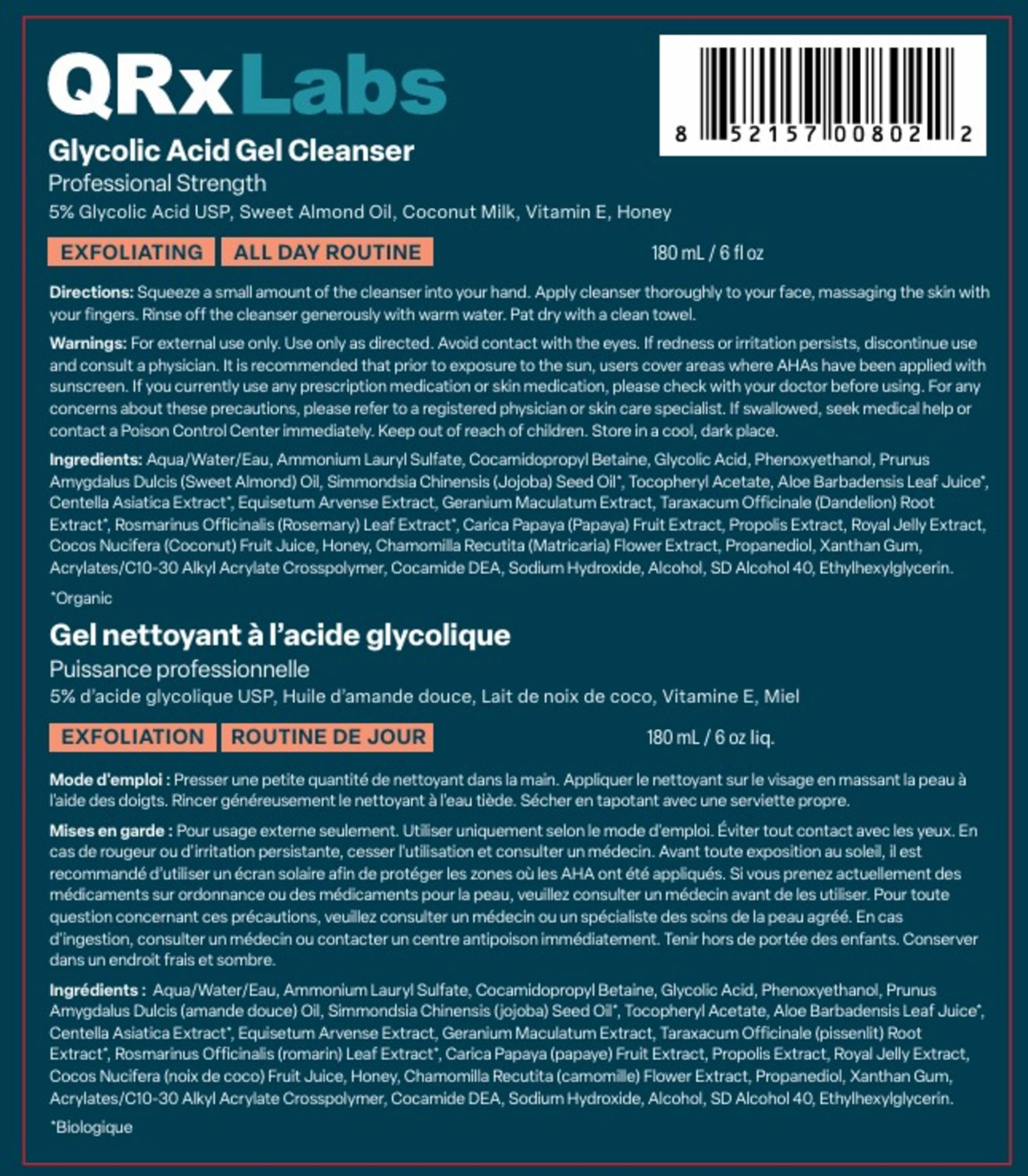 QRxLabs lather on face demonstrating effective cleansing action