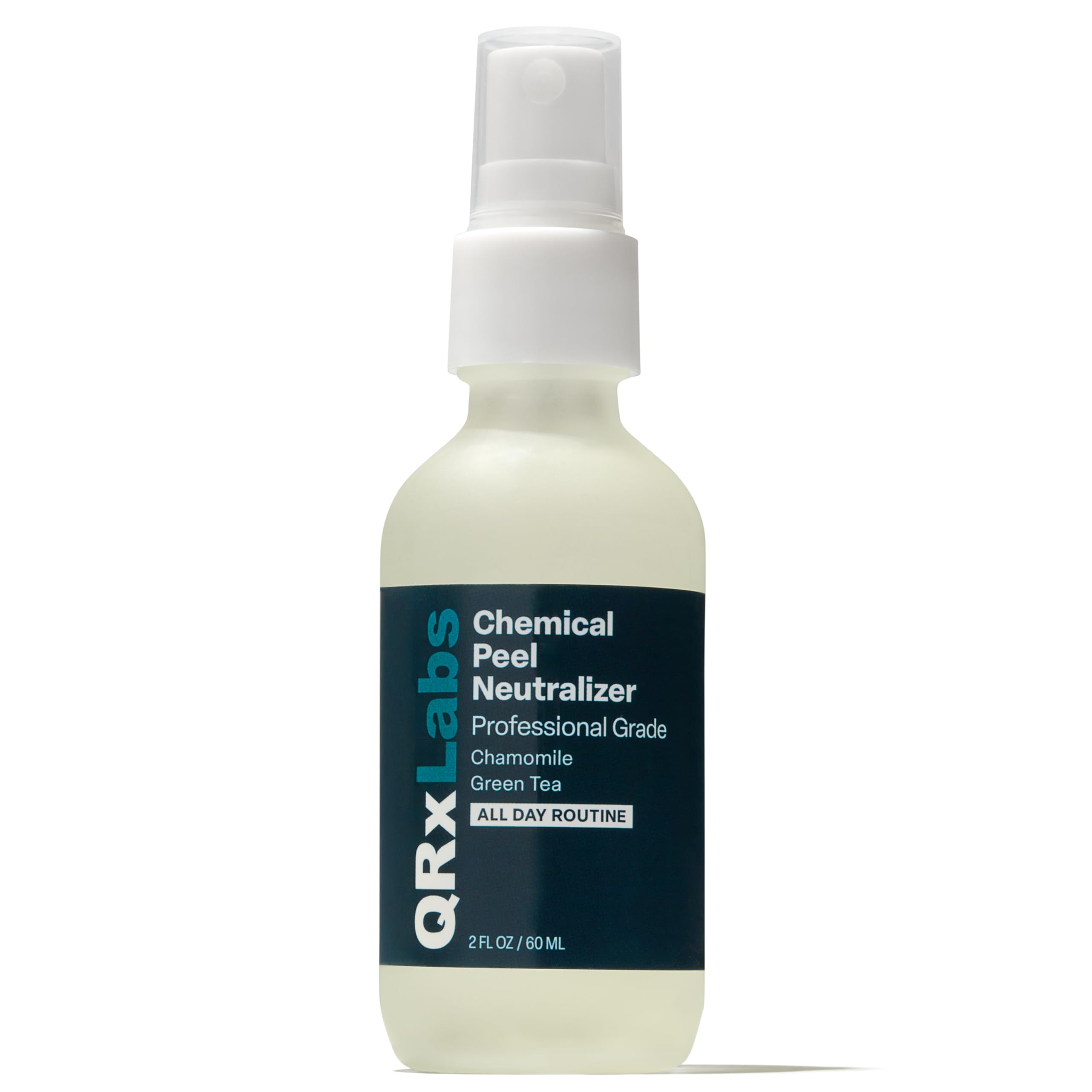 QRxLabs front packaging showing compact 2 fl oz bottle and clear labeling for convenience