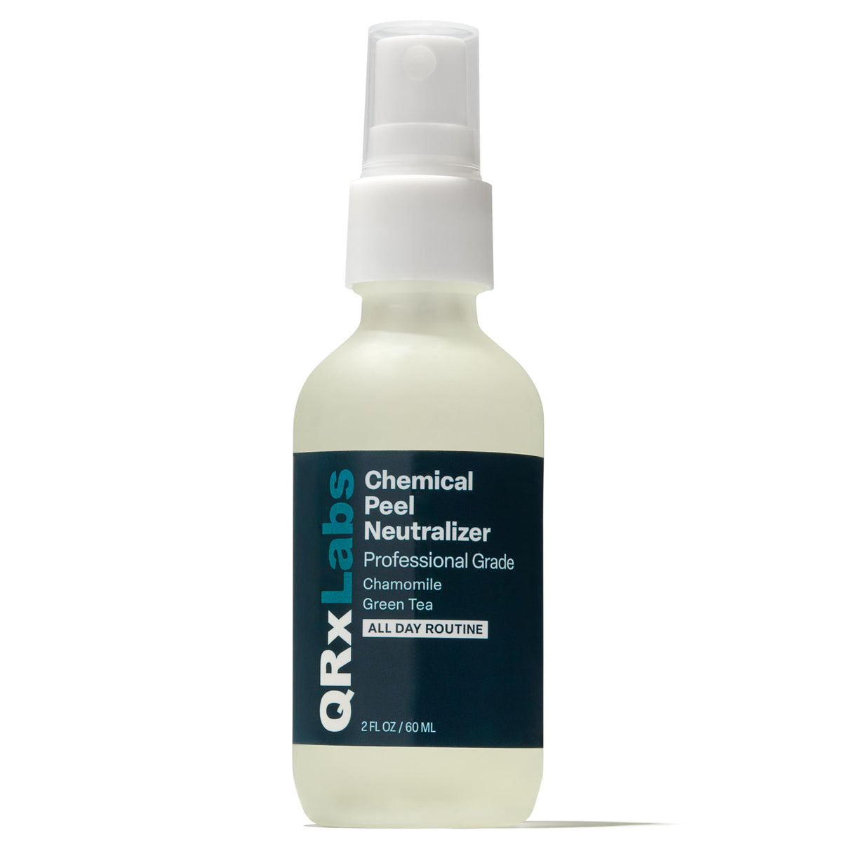 QRxLabs front packaging showing compact 2 fl oz bottle and clear labeling for convenience