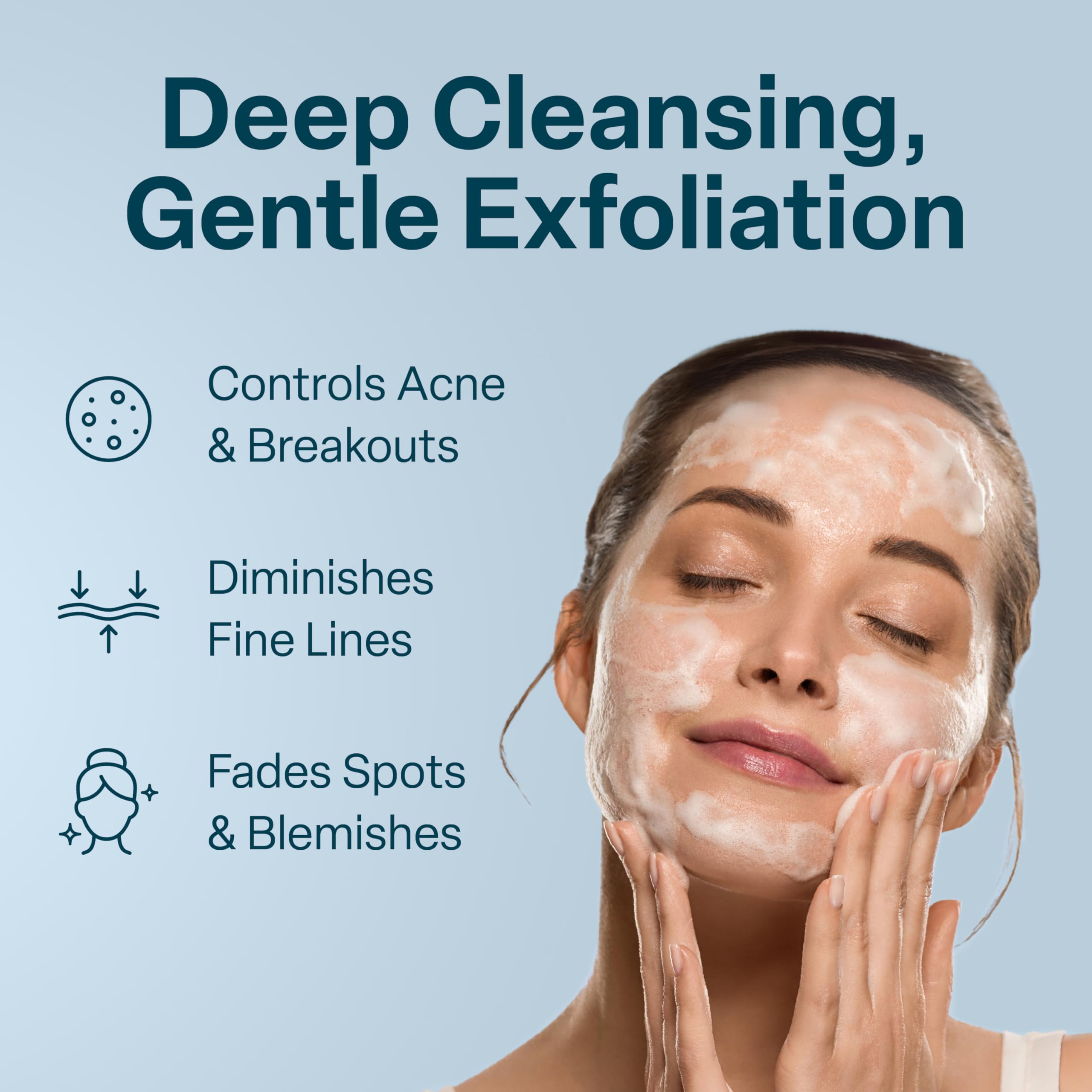QRxLabs close-up of clear gel texture highlighting gentle exfoliation
