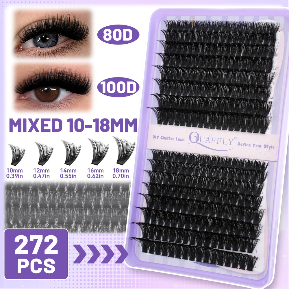 QUAFFLY model application demo illustrating quick placement and finished lash effect