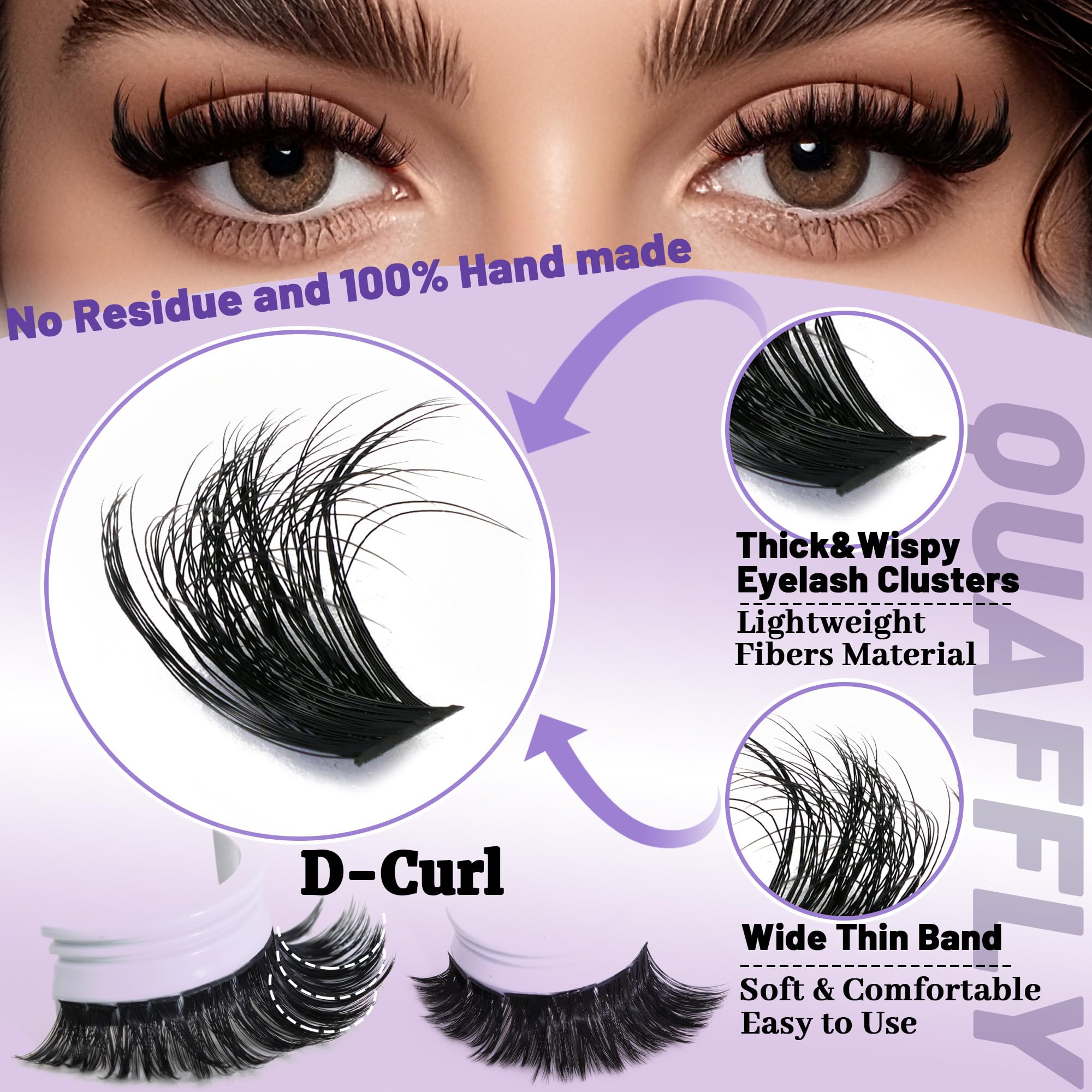 QUAFFLY application in use demonstrating placement for a lifted lash finish