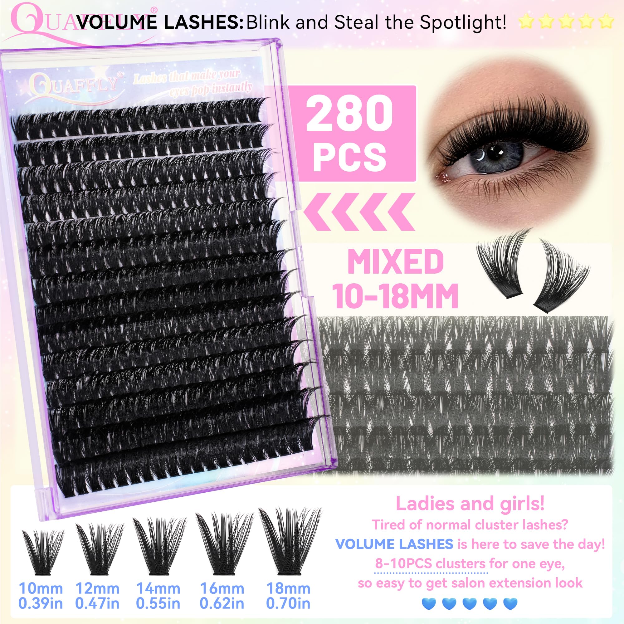 QUAFFLY eyelash curler demonstrating lift and curl benefit