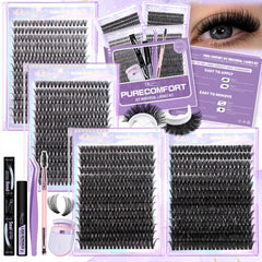 QUAFFLY front packaging showing complete 1120pc lash cluster kit benefits