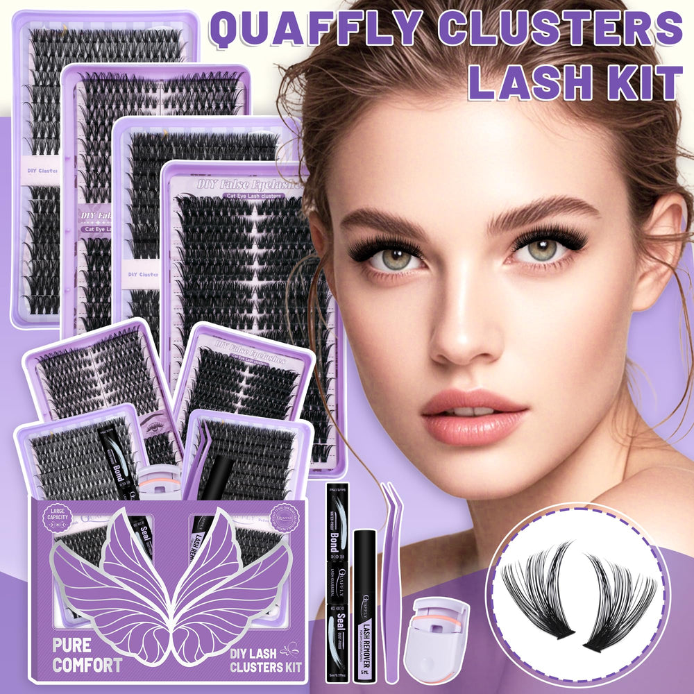 QUAFFLY layout showing 8–18mm gradient cluster lengths for custom eye shaping