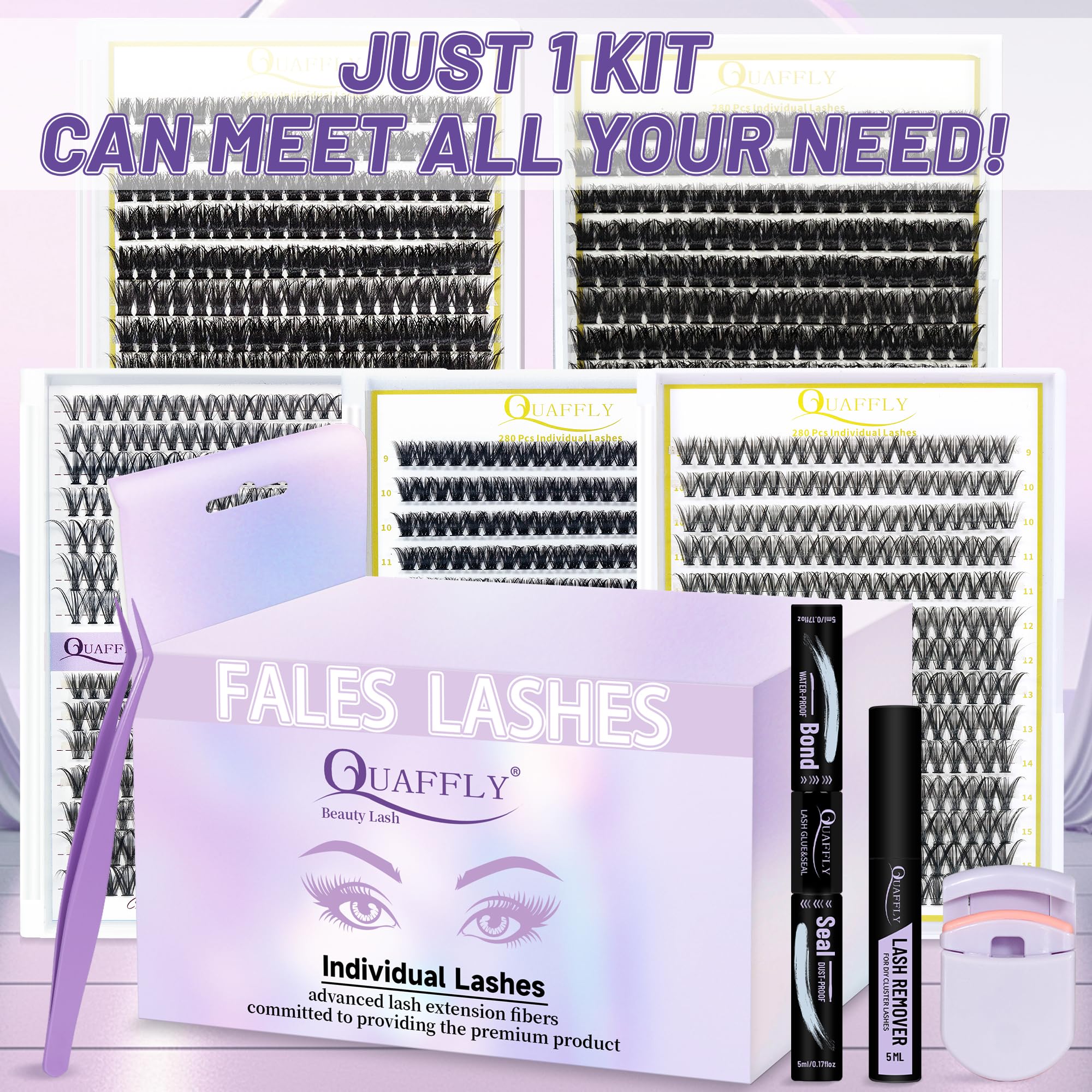 QUAFFLY close-up of silk-fiber lashes highlighting realistic texture benefit