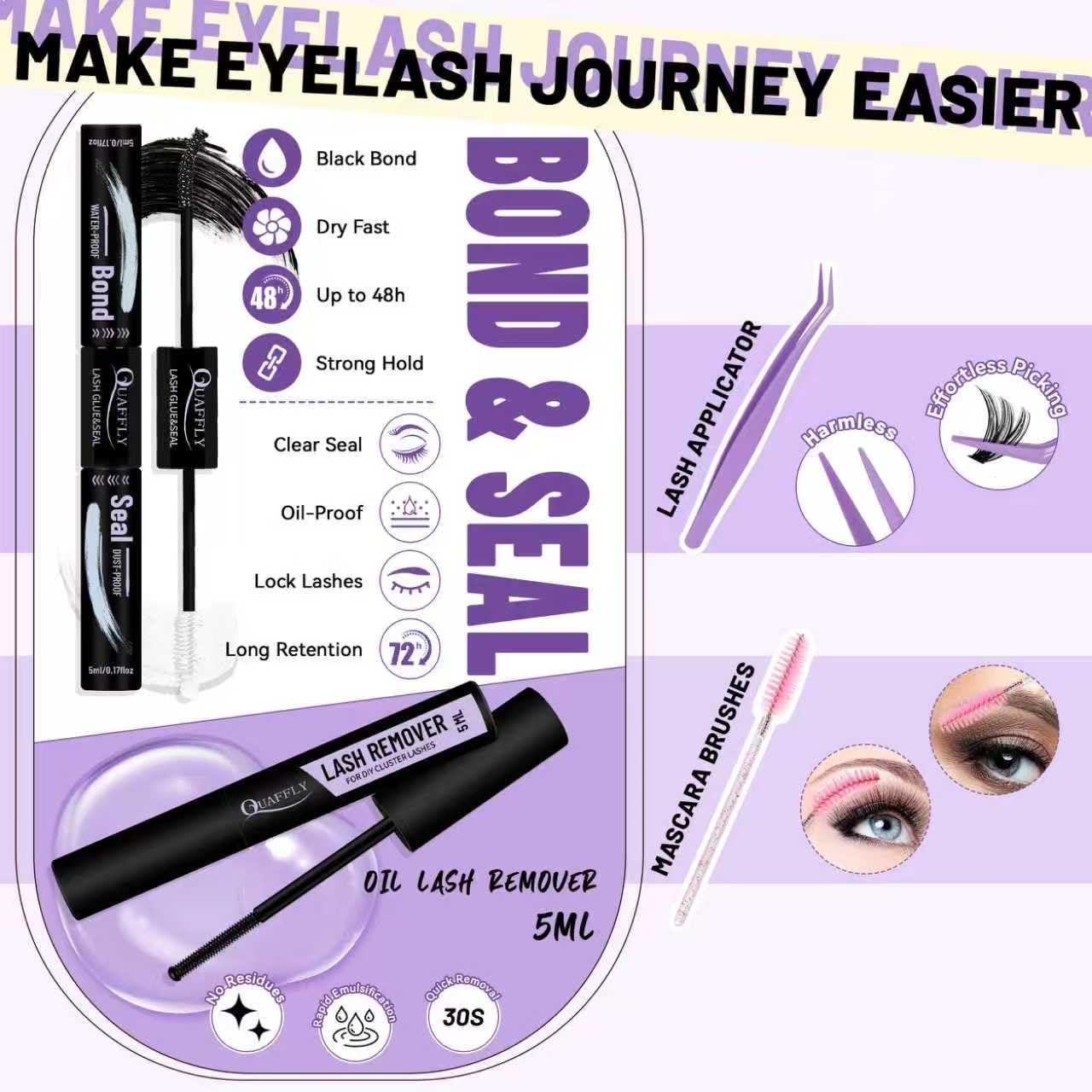 QUAFFLY finished evening makeup look illustrating enhanced eyes for events