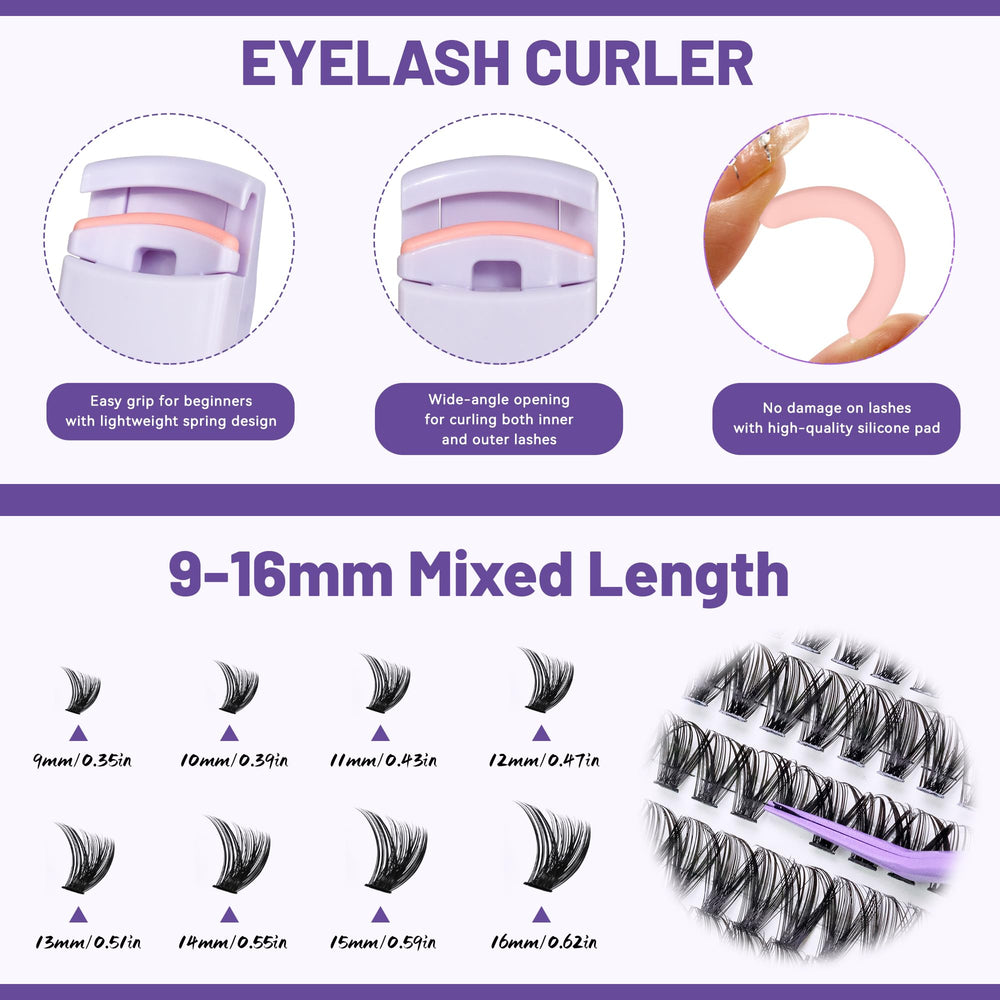 QUAFFLY lashes with ruler showing size and trim-to-fit customization benefit