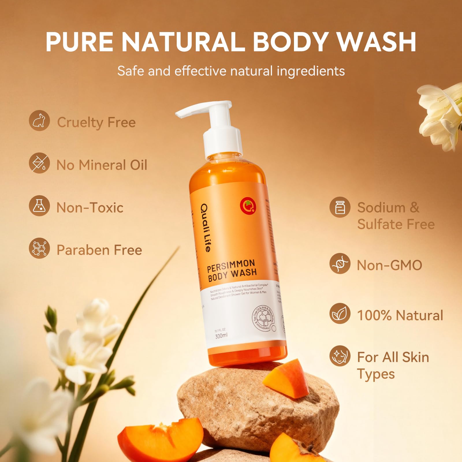 QualiLife hands applying wash to show family-friendly gentle formulation