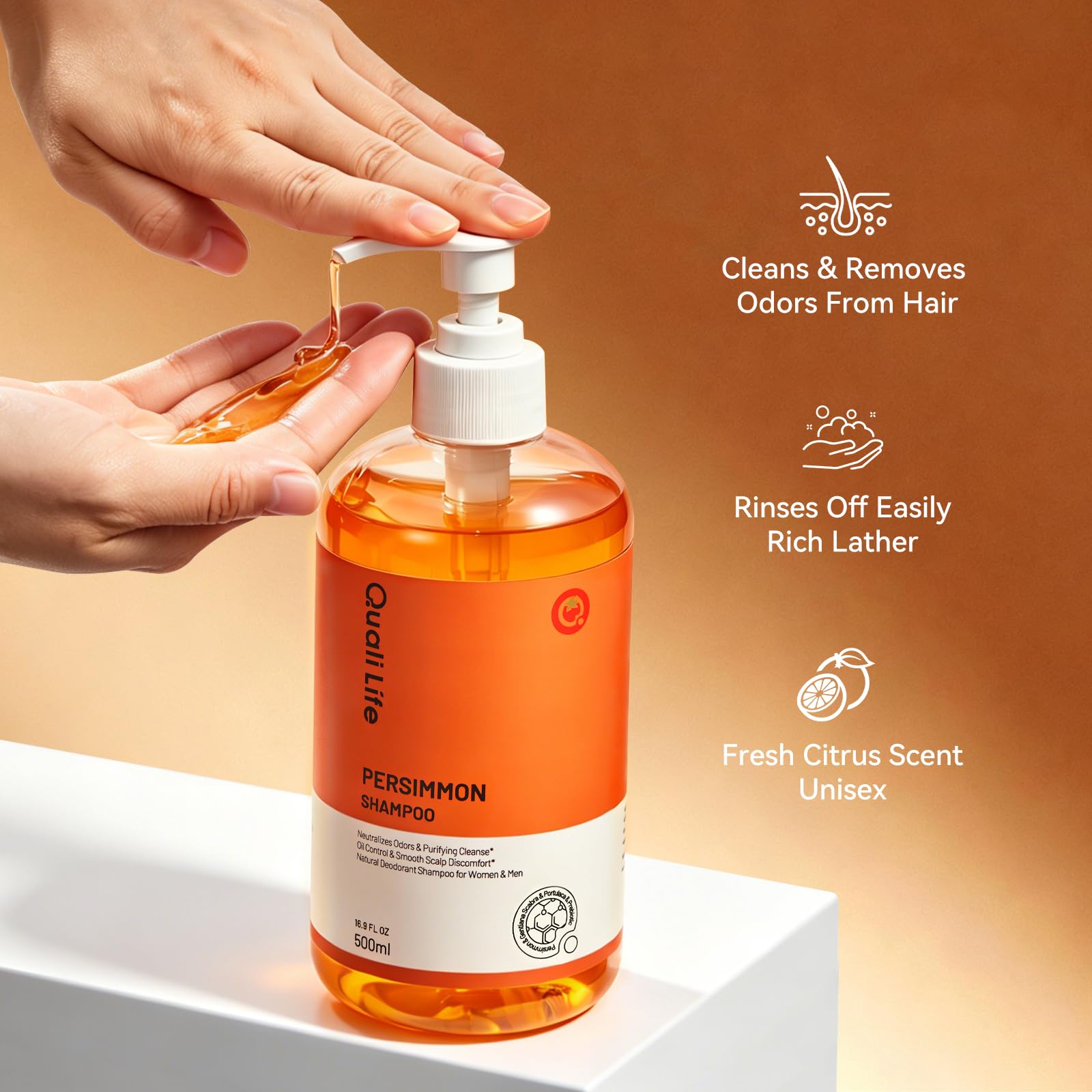QualiLife bottle beside common objects demonstrating 16.9 fl oz scale benefit