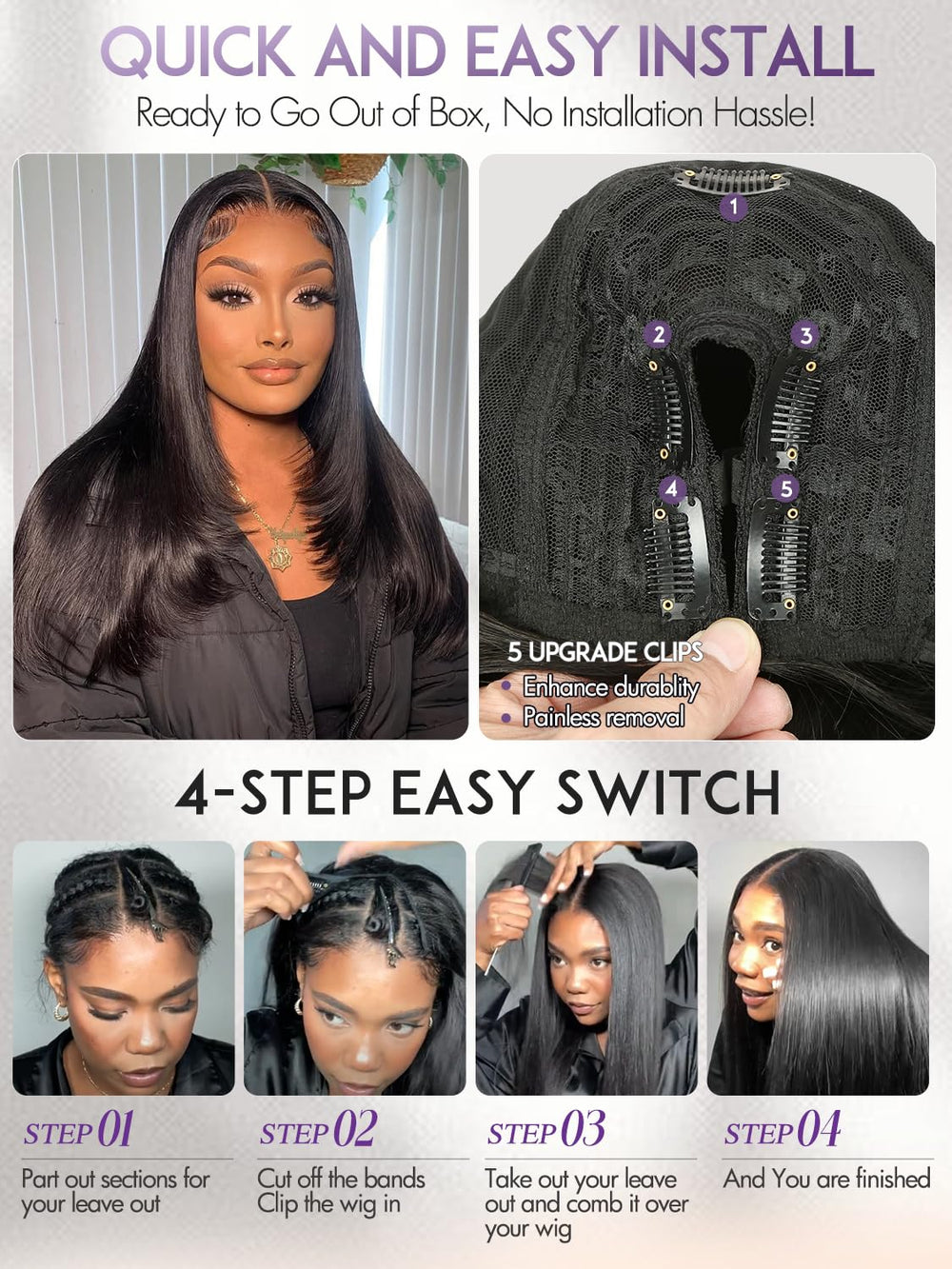 Quantum Love cap interior showing clips and combs for adjustable fit