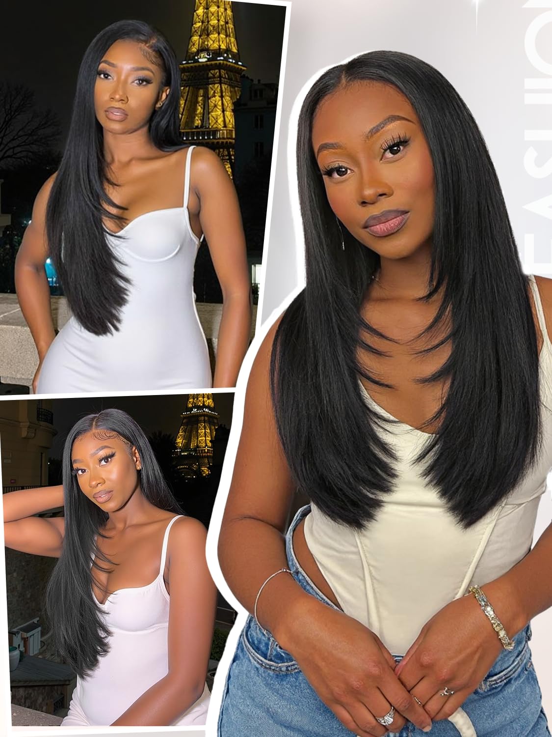 Quantum Love lifestyle model wearing wig showing natural everyday styling