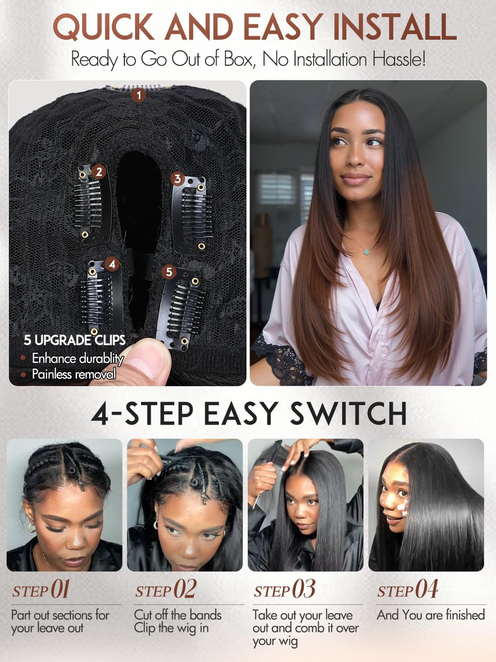 Quantum Love styling demo showing heat-resistant fibers for low-heat styling