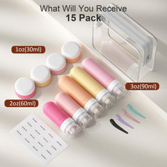 Quatish silicone bottles close-up demonstrating soft squeeze and leak protection