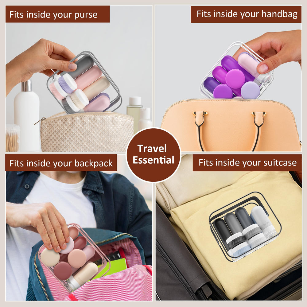 Quatish kit next to carry-on suitcase illustrating compact travel-ready size