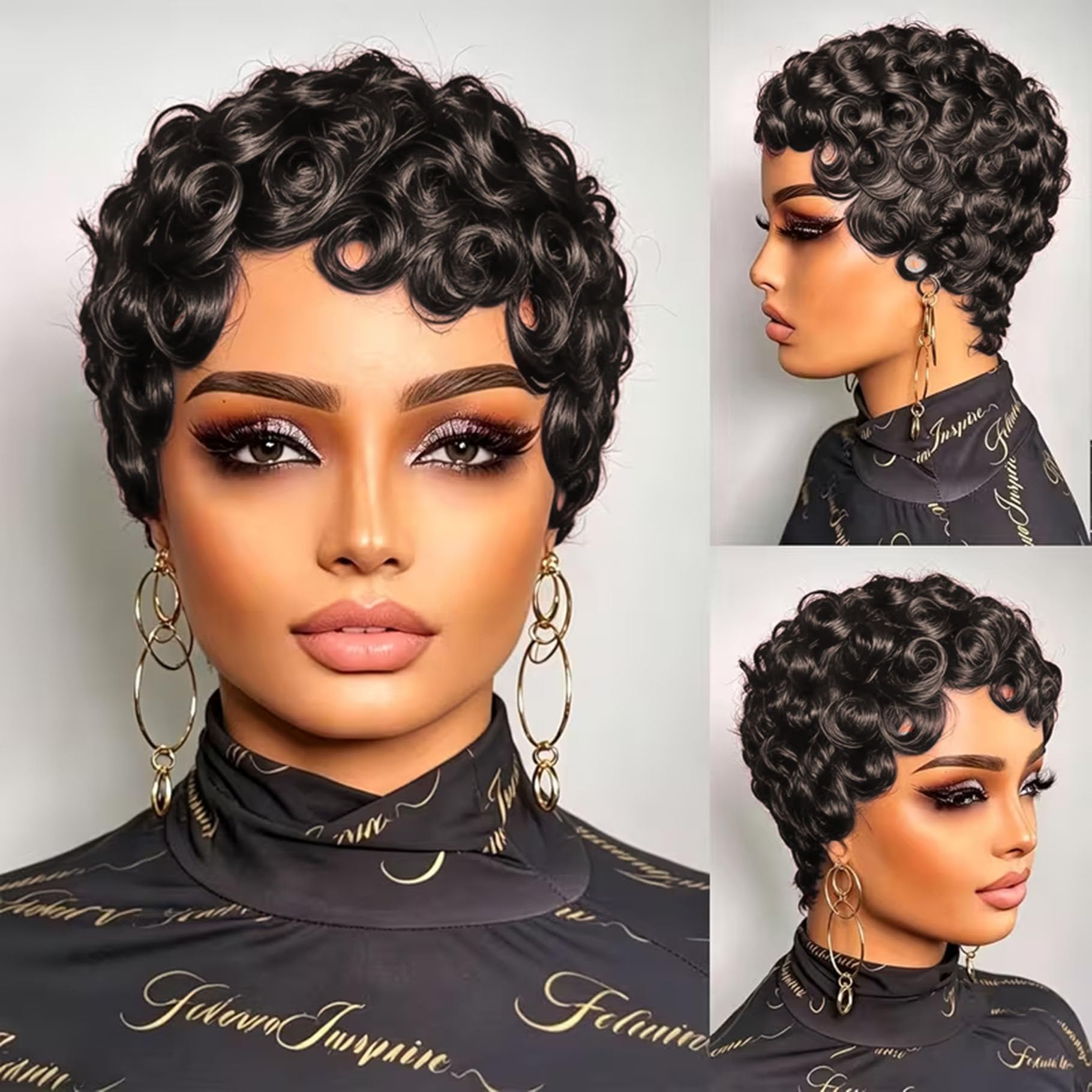 Quazirpu front view pixie wig showing natural look and easy styling