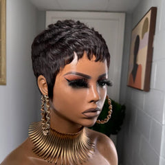 Quazirpu front view showing neat pixie cut and ready-to-wear benefit