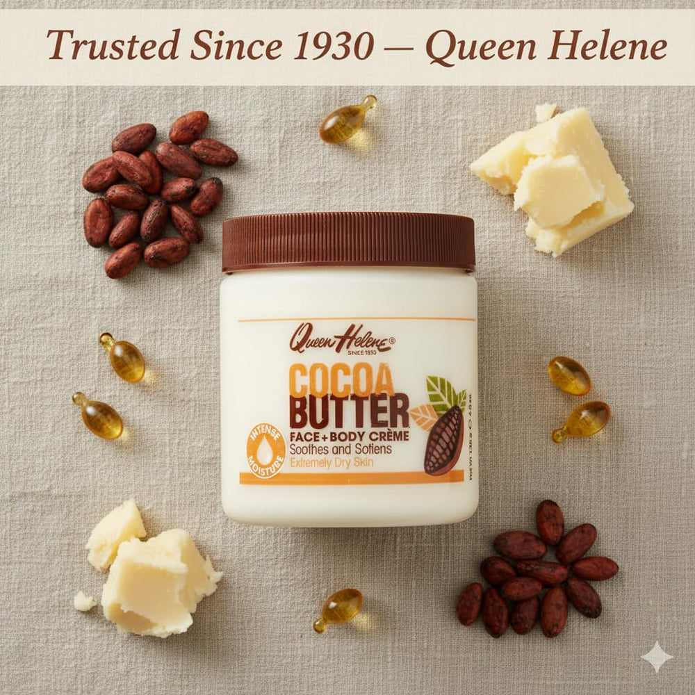 Queen Helene open jar close-up showing creamy cocoa butter texture