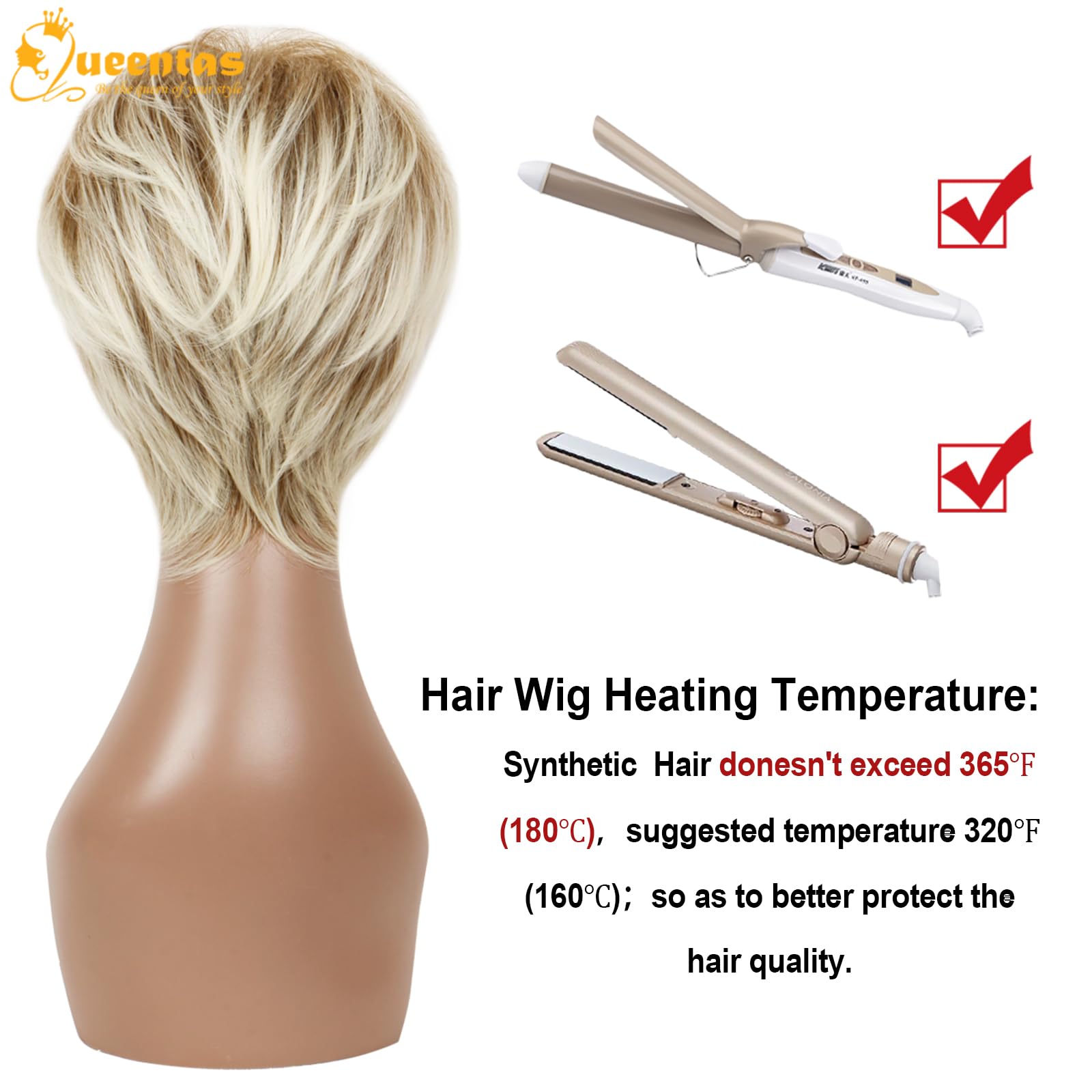 QUEENTAS fiber texture close-up showing heat-resistant smooth strands