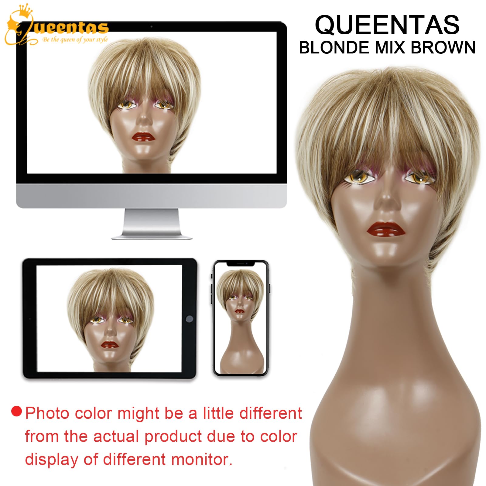 QUEENTAS woman wearing wig outdoors demonstrating everyday wearability