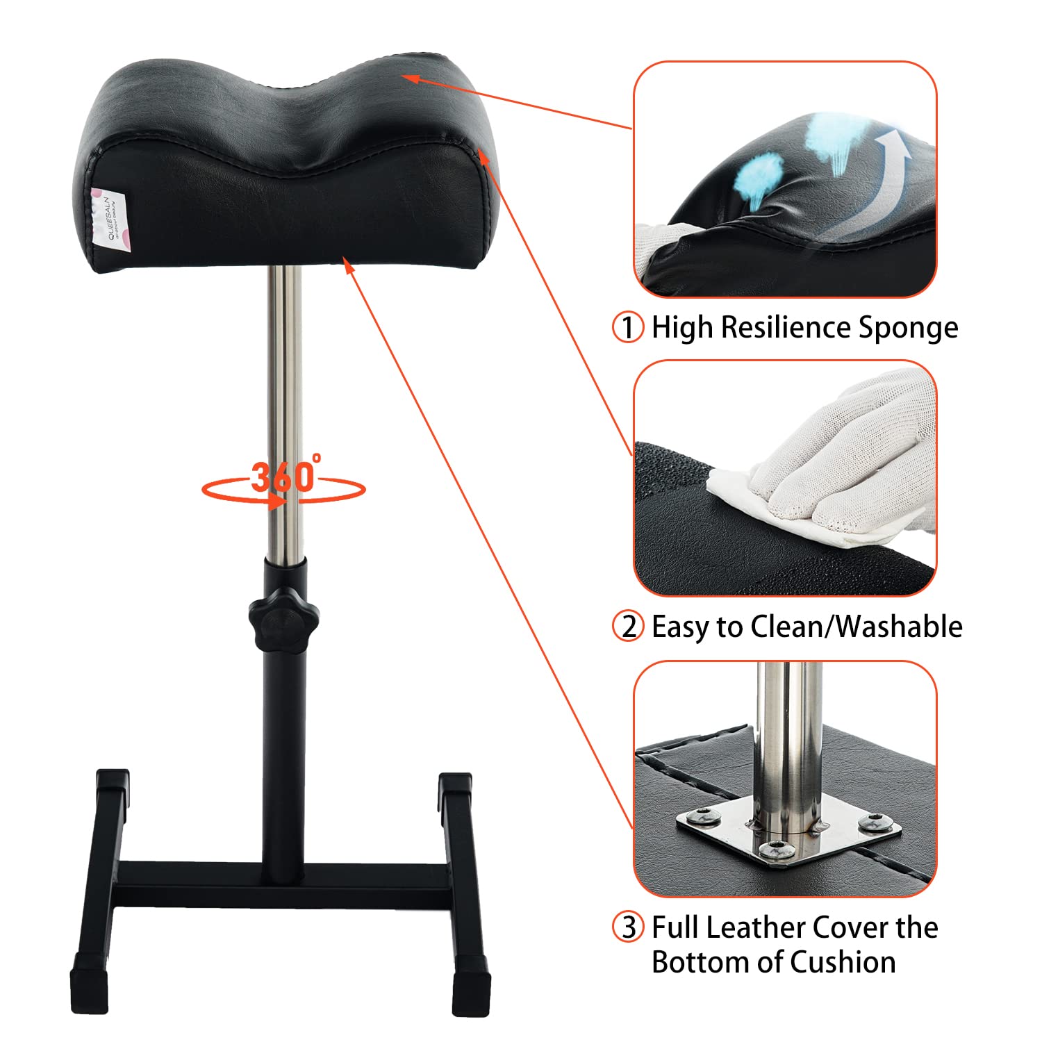 QUEESALN detail of height adjustment mechanism for customizable ergonomic positioning
