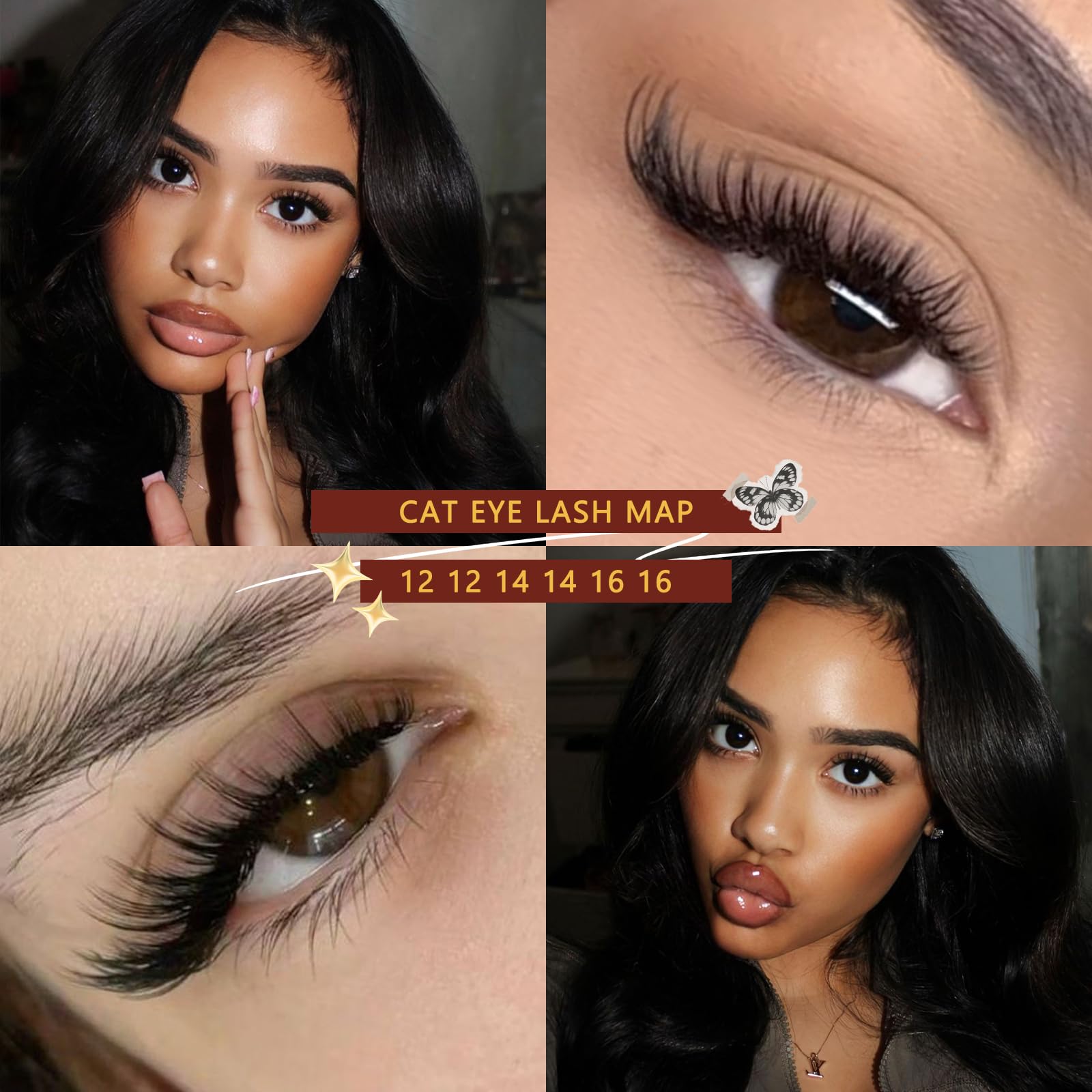 QUEWEL layout of mixed lengths 9–16 mm clusters for customizable eye shaping