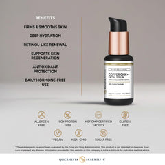 Quicksilver Scientific small serum drop on hand for scale, demonstrates lightweight spreadability