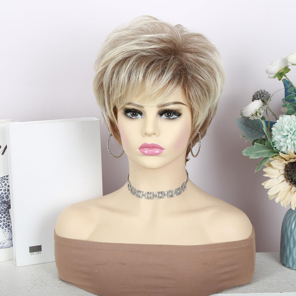 quickwig close-up of dark roots and blended blonde for realistic color benefits