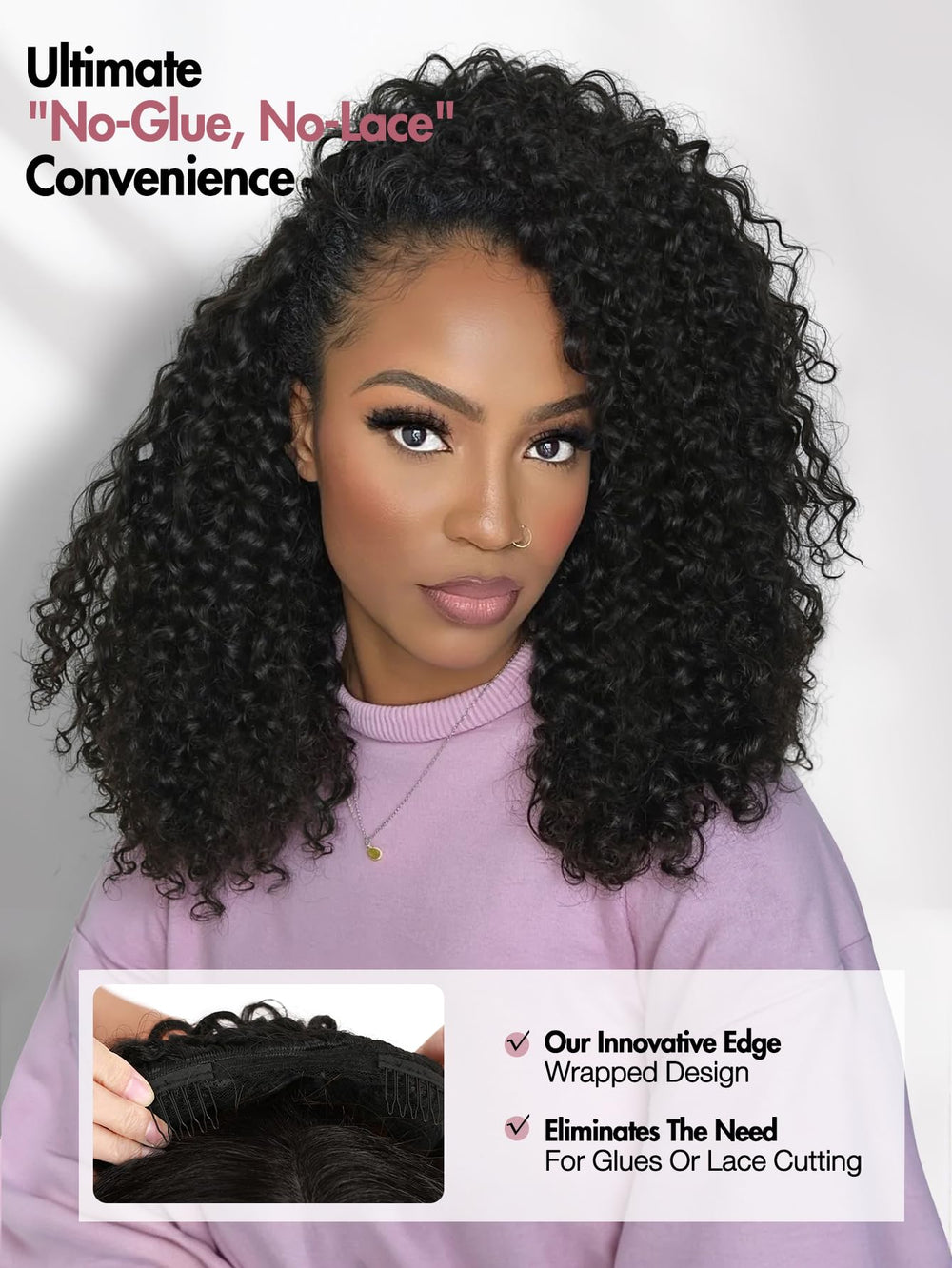 quickwig headband style on model for quick fashionable looks