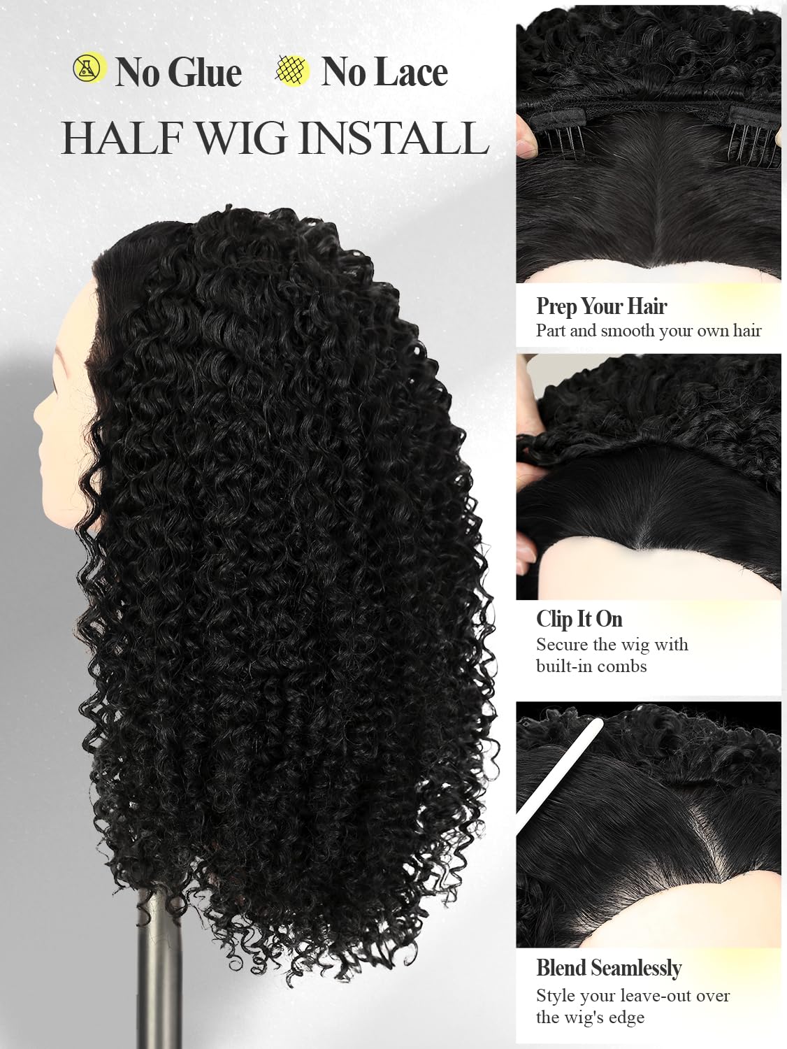 quickwig texture close-up highlighting realistic kinky-curly bounce