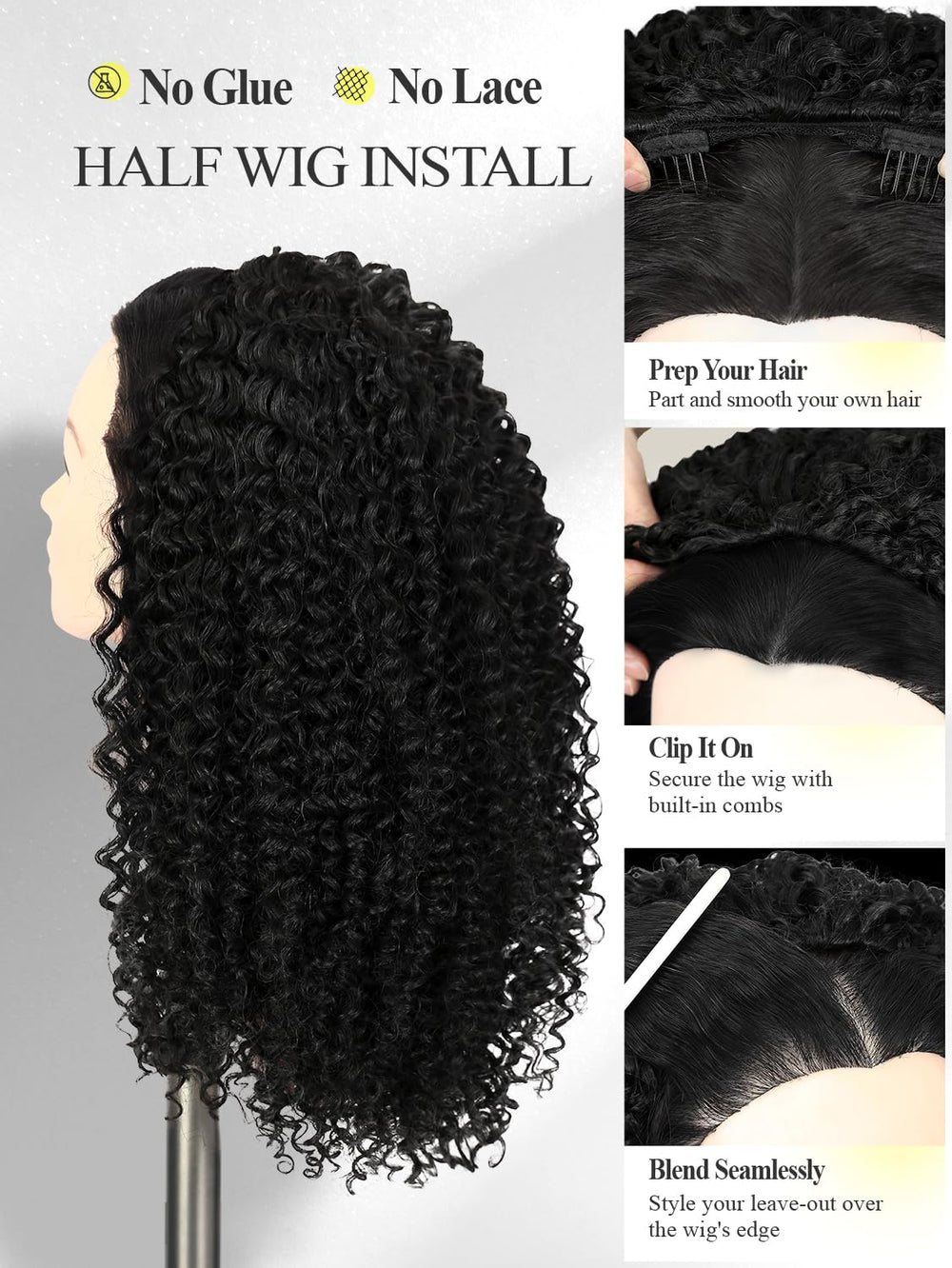 quickwig texture close-up highlighting realistic kinky-curly bounce