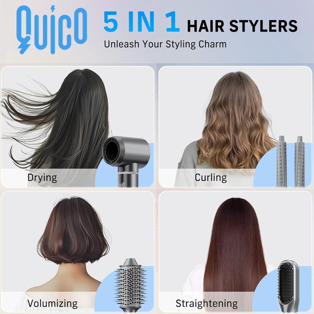 QUICO rotating curler close-up highlighting automatic spin for fast curls