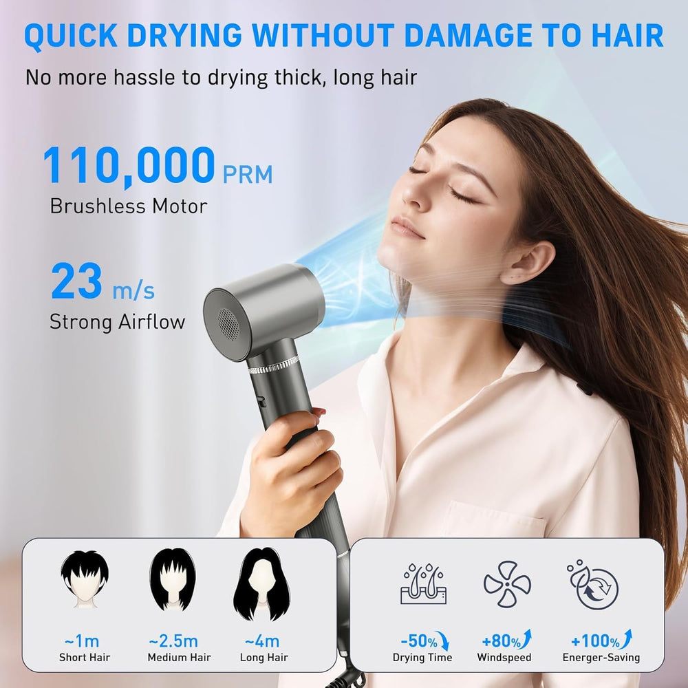 QUICO set in use on medium hair demonstrating quick drying and styling