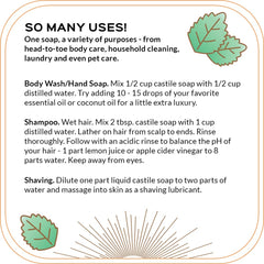 Quinn's peppermint soap in a bathroom pump bottle for gentle hand and body cleansing