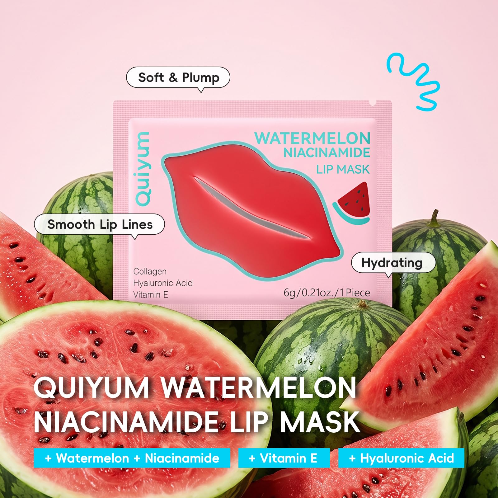 QUIYUM watermelon blueberry avocado ingredients layout showing natural extracts