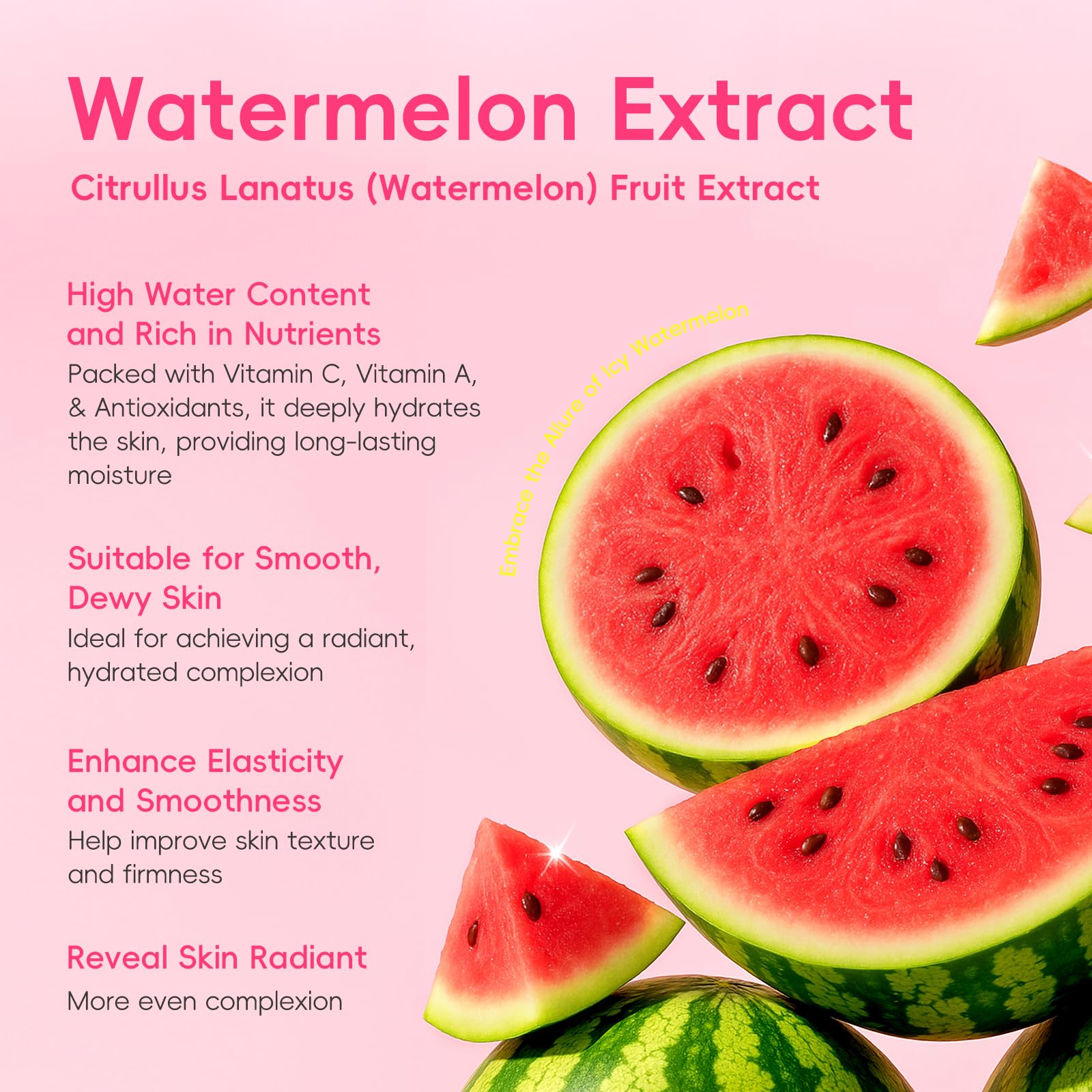 QUIYUM label close-up highlighting watermelon extract and niacinamide ingredients