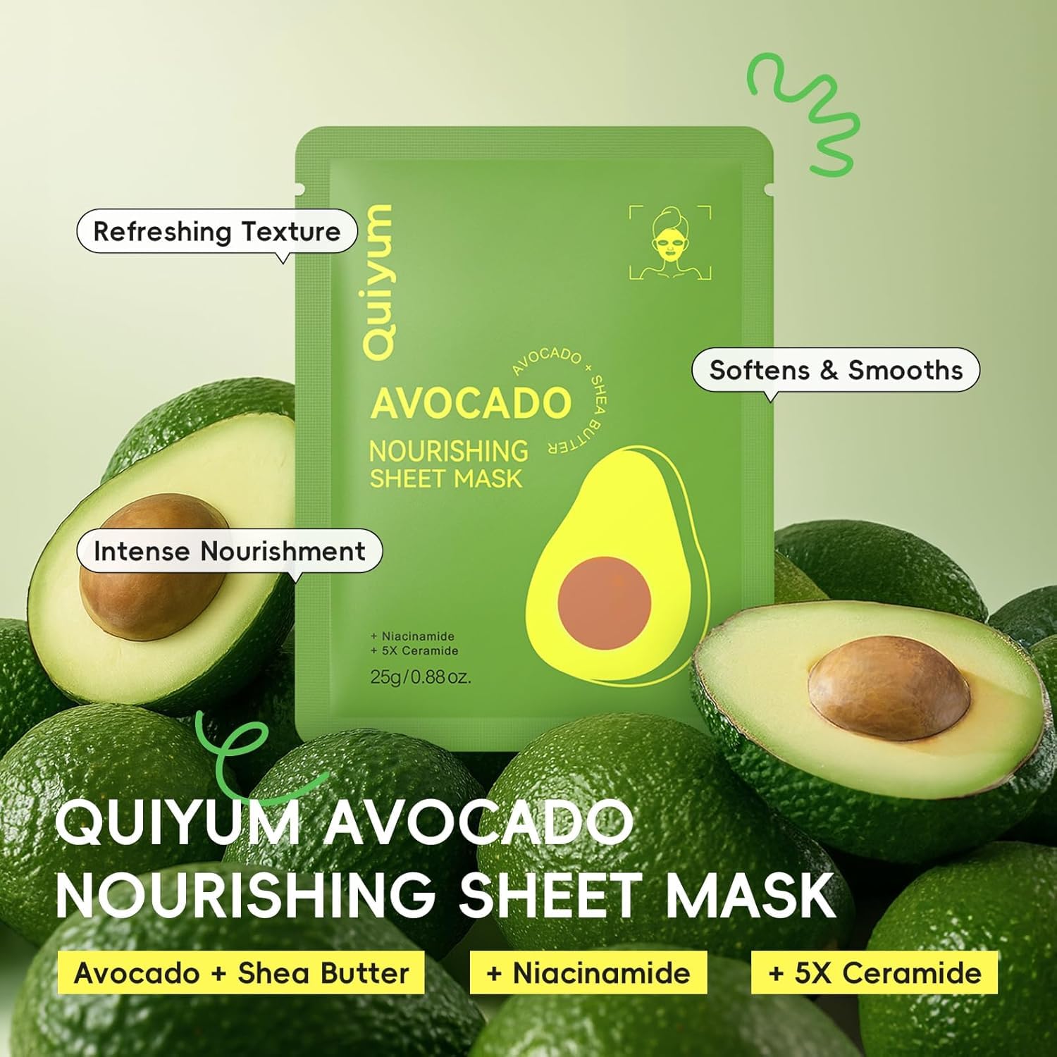 QUIYUM lip mask sheet laid flat highlighting hydrating cushion for lips
