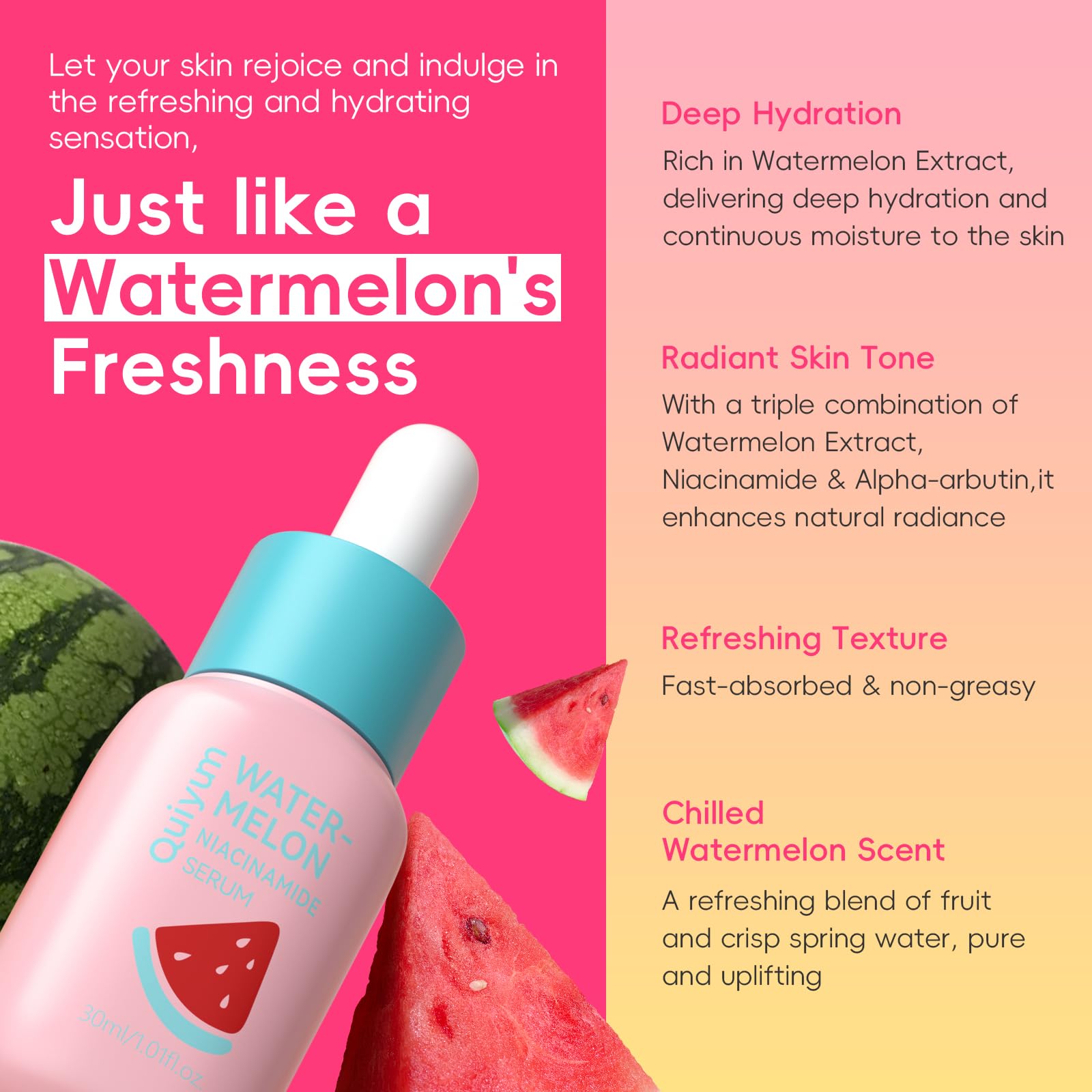 QUIYUM serum dropper dispensing a clear drop for targeted lightweight nourishment