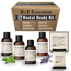 R&R Essentials front packaging showing full kit and guest-ready presentation benefit