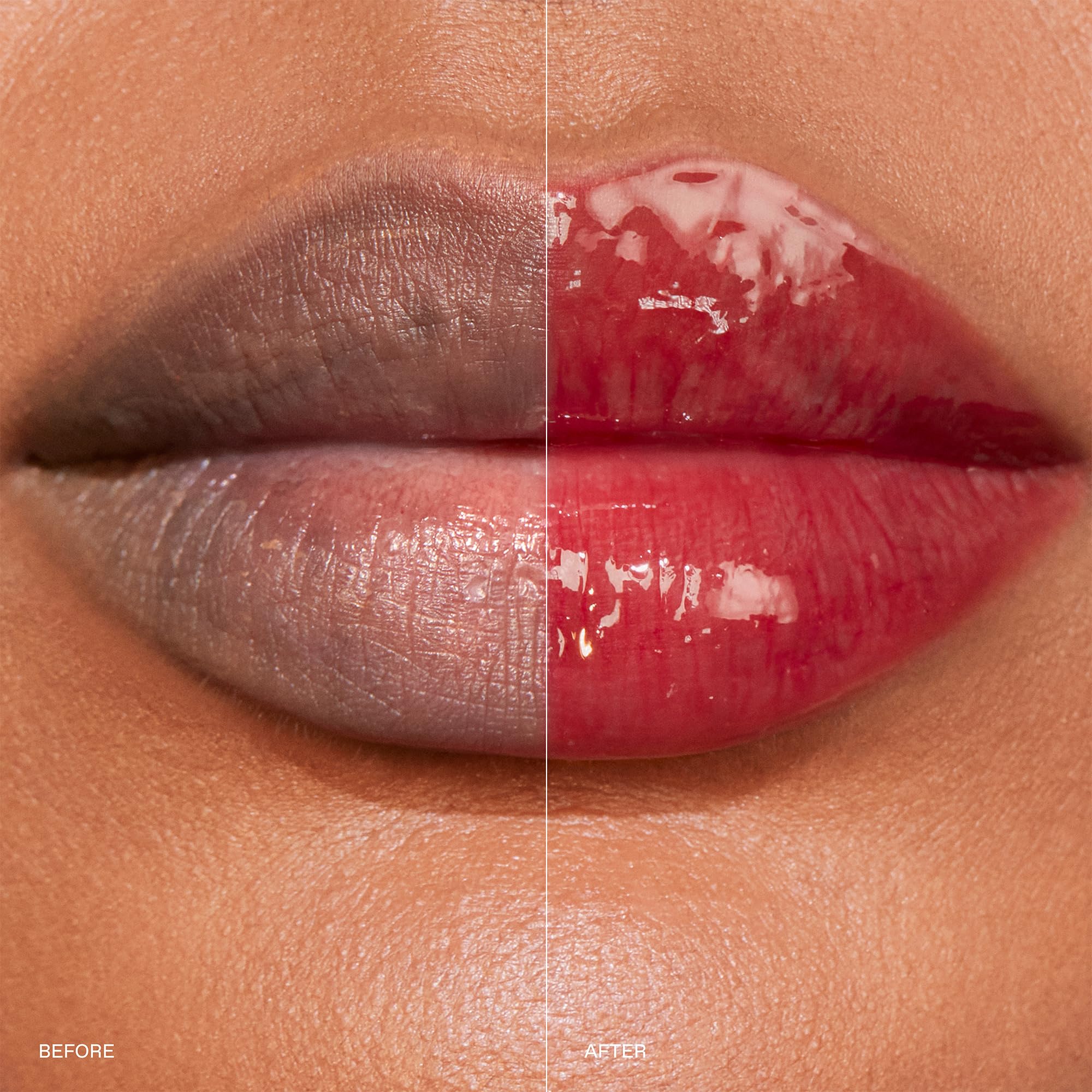 r.e.m. beauty lip swatch closeup with sheer cherry cola color