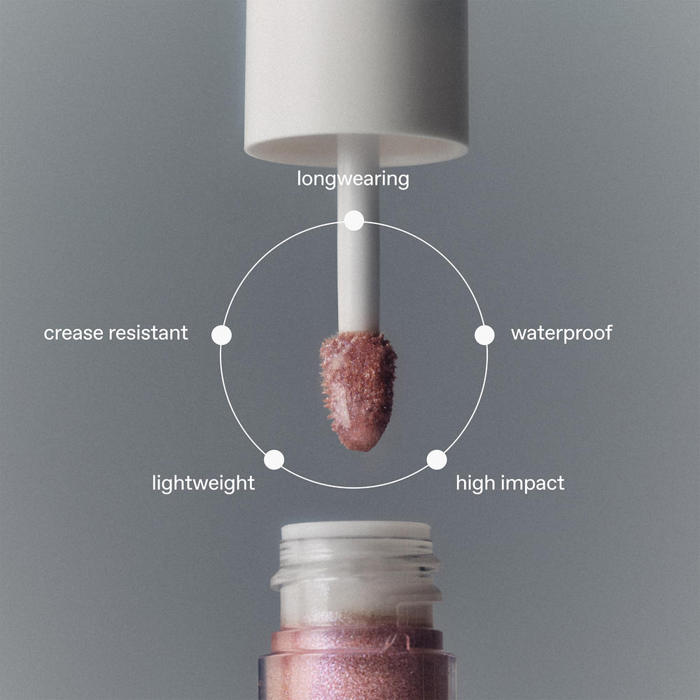 r.e.m. beauty Comet swatch on arm demonstrating intense, reflective pigment