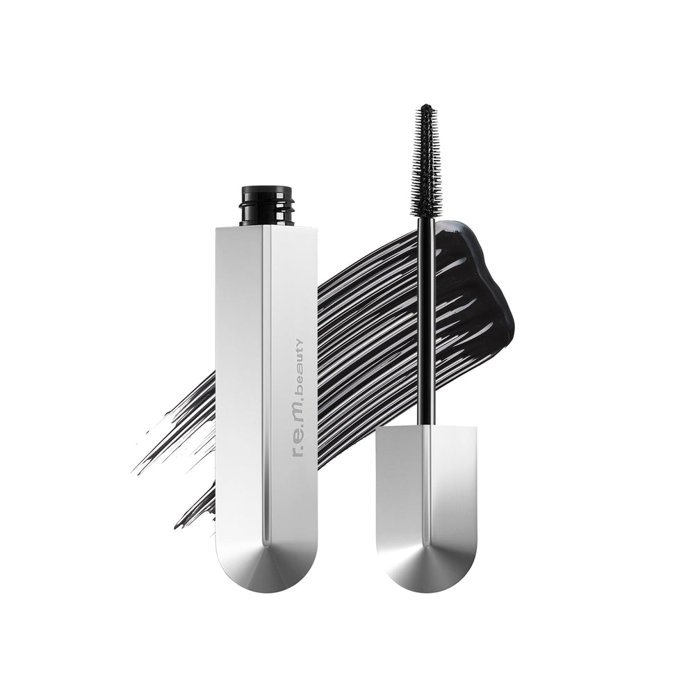 r.e.m. beauty front packaging showing sleek tube and branding, easy identification