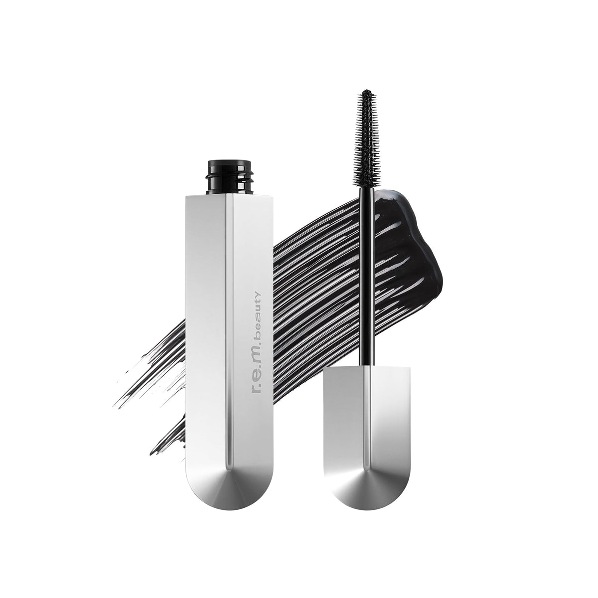 r.e.m. beauty front packaging showing sleek tube and branding, easy identification