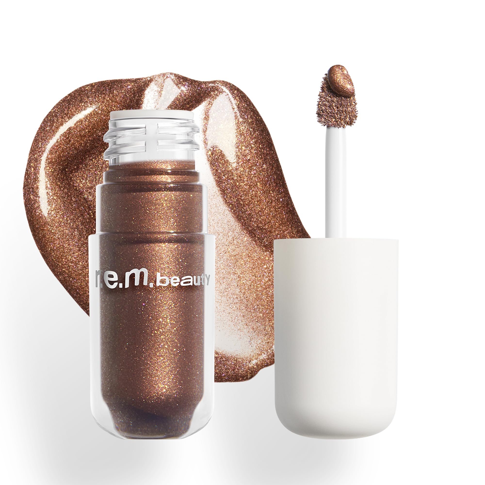 r.e.m. beauty front packaging showing Muse shade and compact bottle benefit clear branding