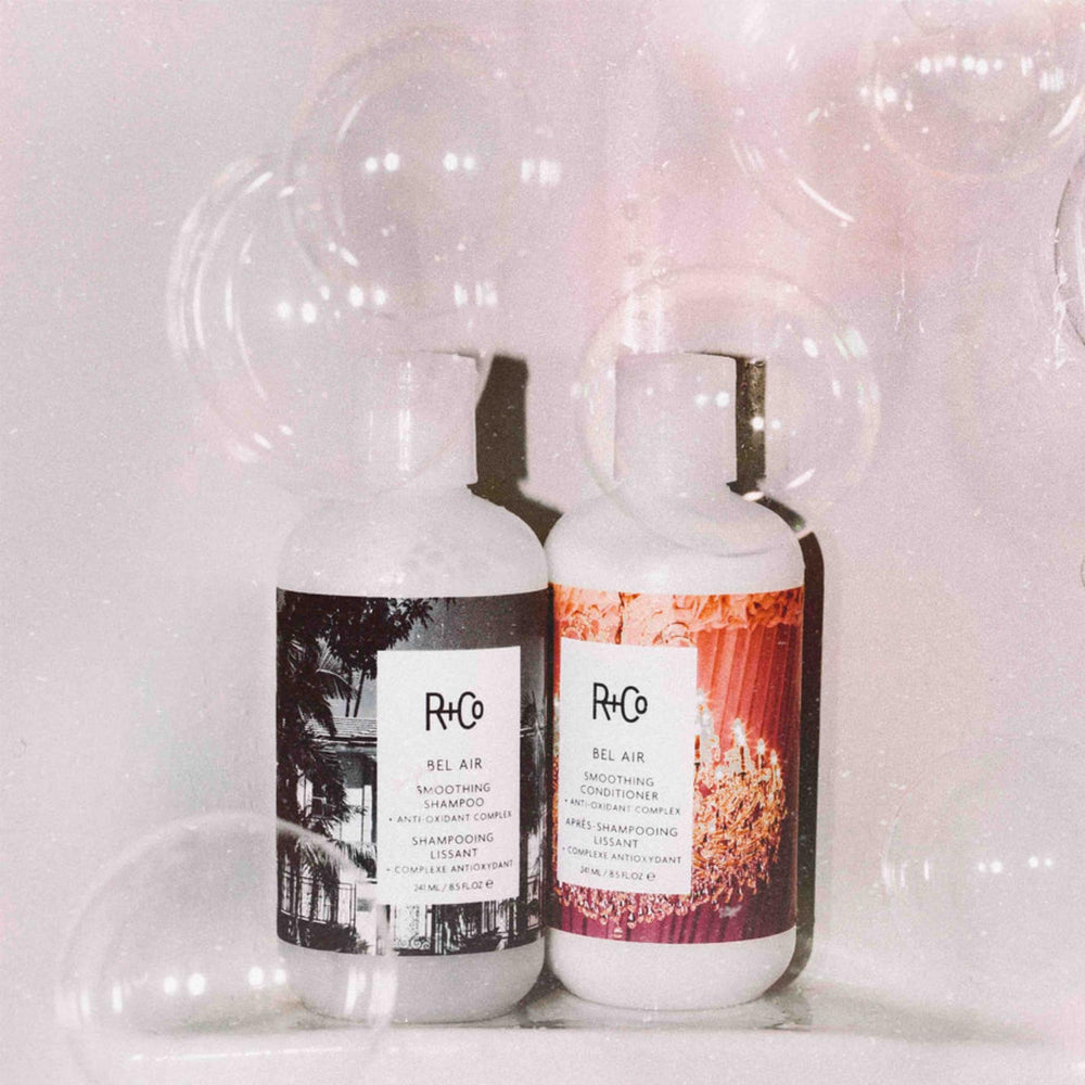 R+Co label close-up highlighting ingredient panel for transparency and clean-beauty benefit