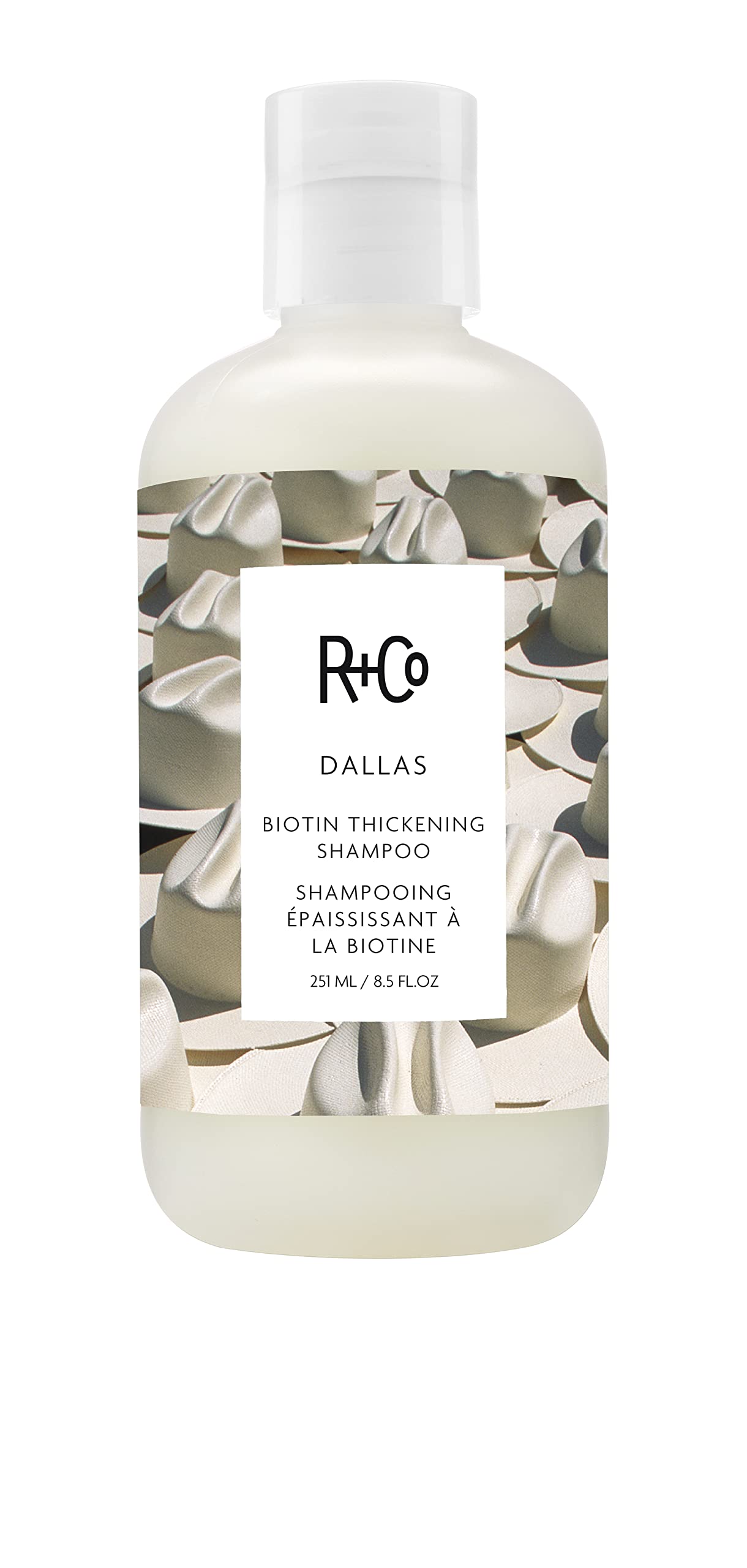 R+Co DALLAS front bottle with Dark Waves scent showing product branding and size