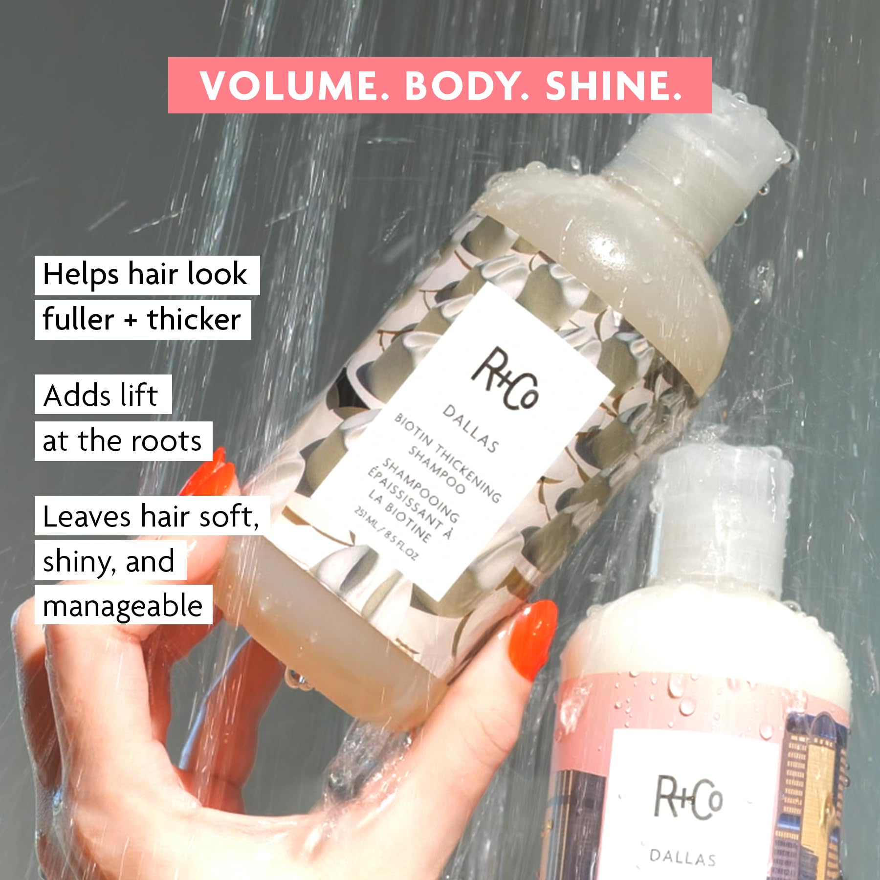 R+Co DALLAS open cap and nozzle detail highlighting easy dispensing benefit