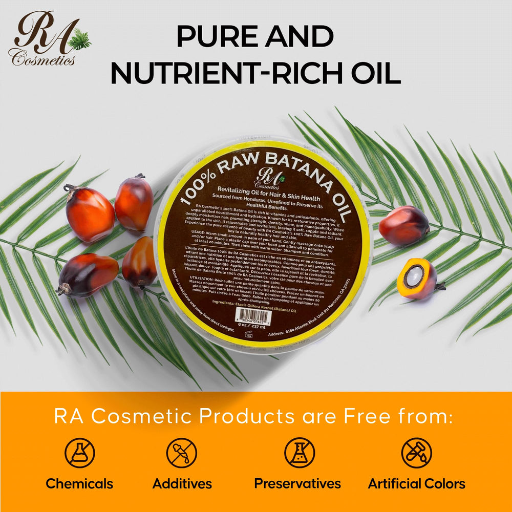 RA COSMETICS close-up of ingredients label highlighting natural, additive-free formula