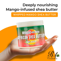 RA COSMETICS whipped shea butter texture close-up showing creamy spreadability