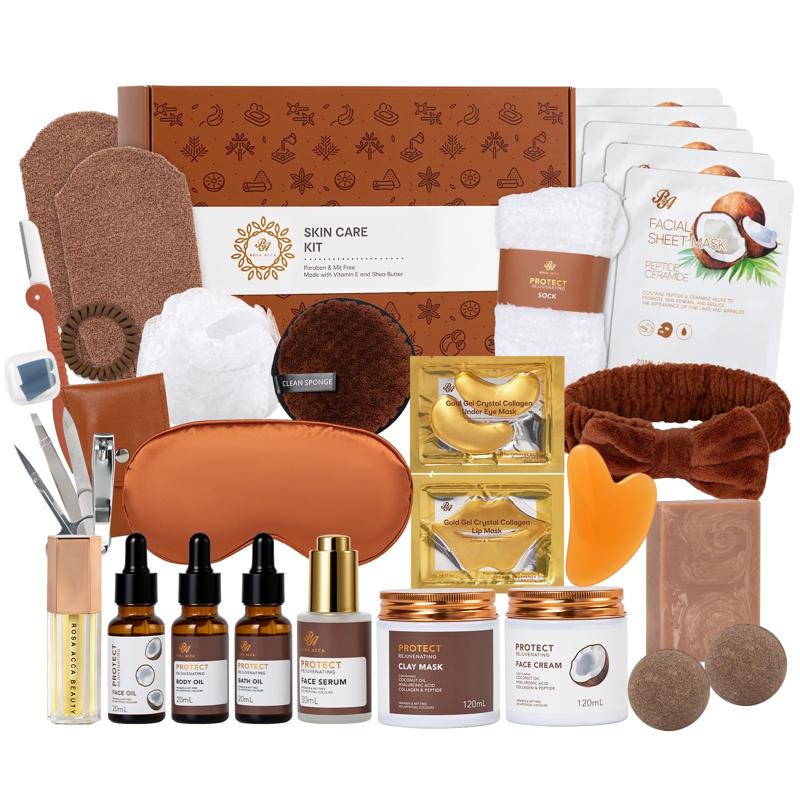 RA ROSA ACCA front packaging showing the full 32-piece spa kit and easy gifting